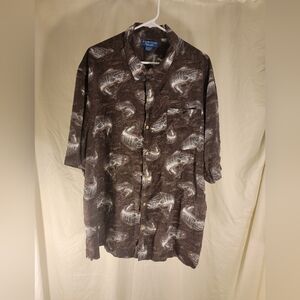 Puritan Men's‎ 2XL Short Sleeve Shirt BASS Fishing Grizzly Brown